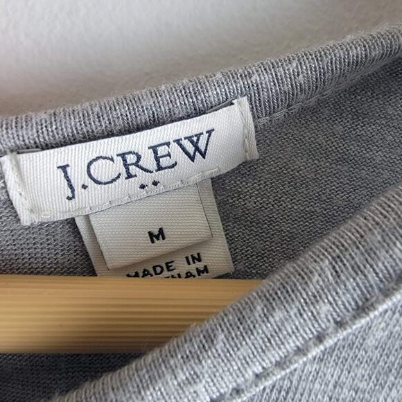 J Crew Keyhole Tank Top Chiffon Hem Gray Crew Neck Size M - Picture 4 of 5